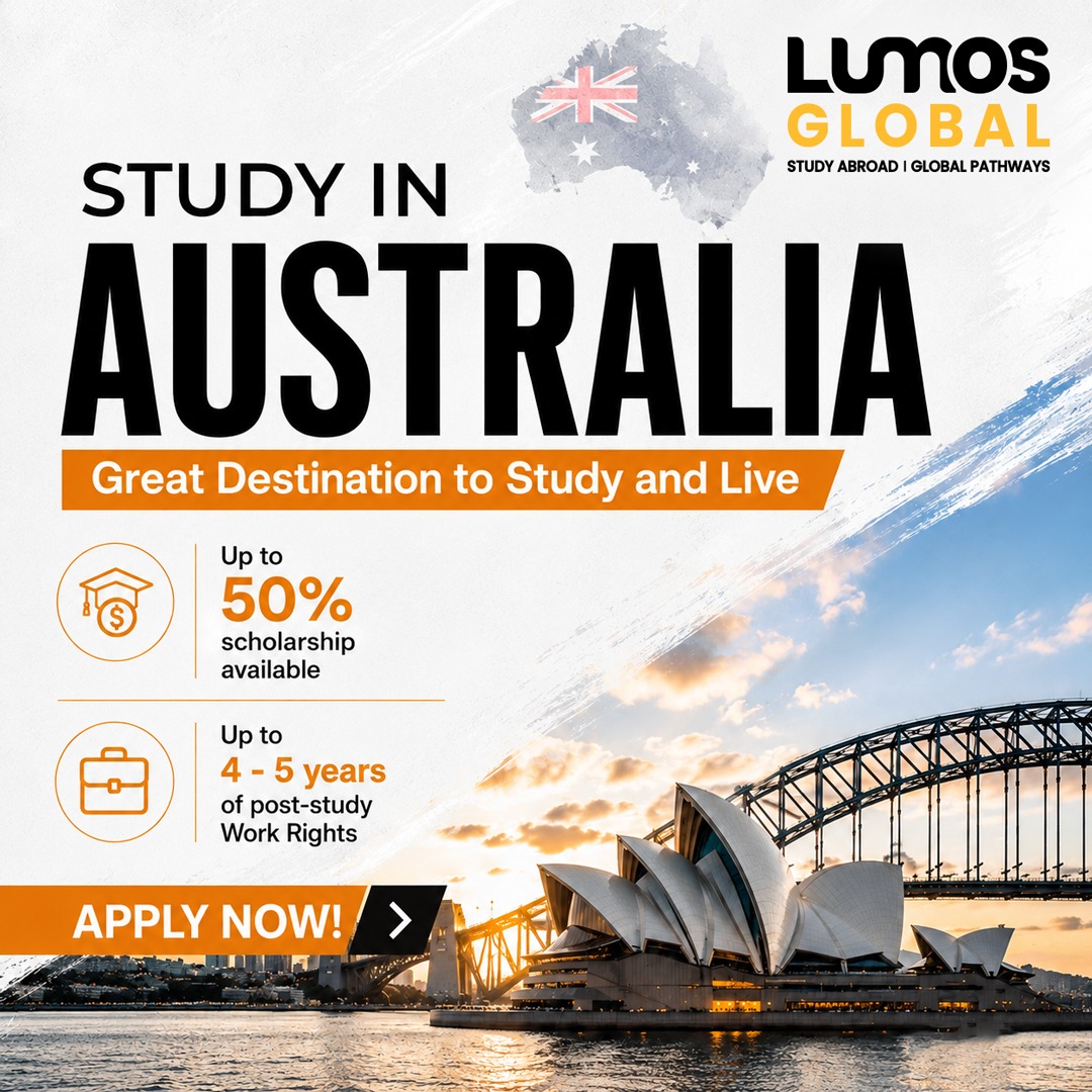 Study in Australia with up to 50% Scholarship.  Apply Now!